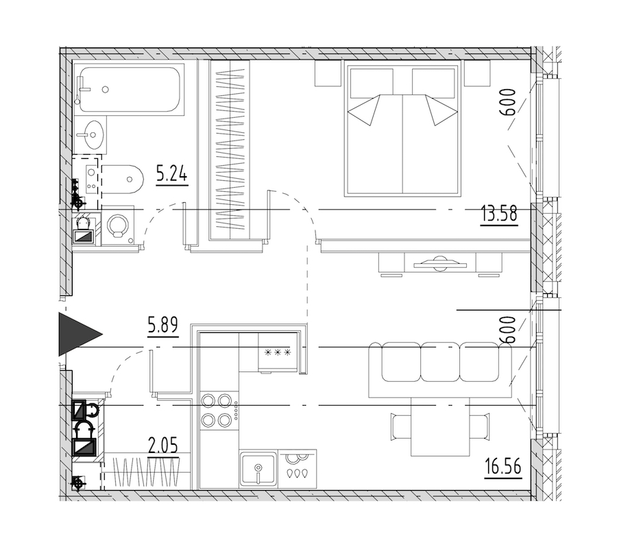 1-комнатная квартира 43.32 м², 7/9 эт., ЖК «LEGENDA Малоохтинский 68»